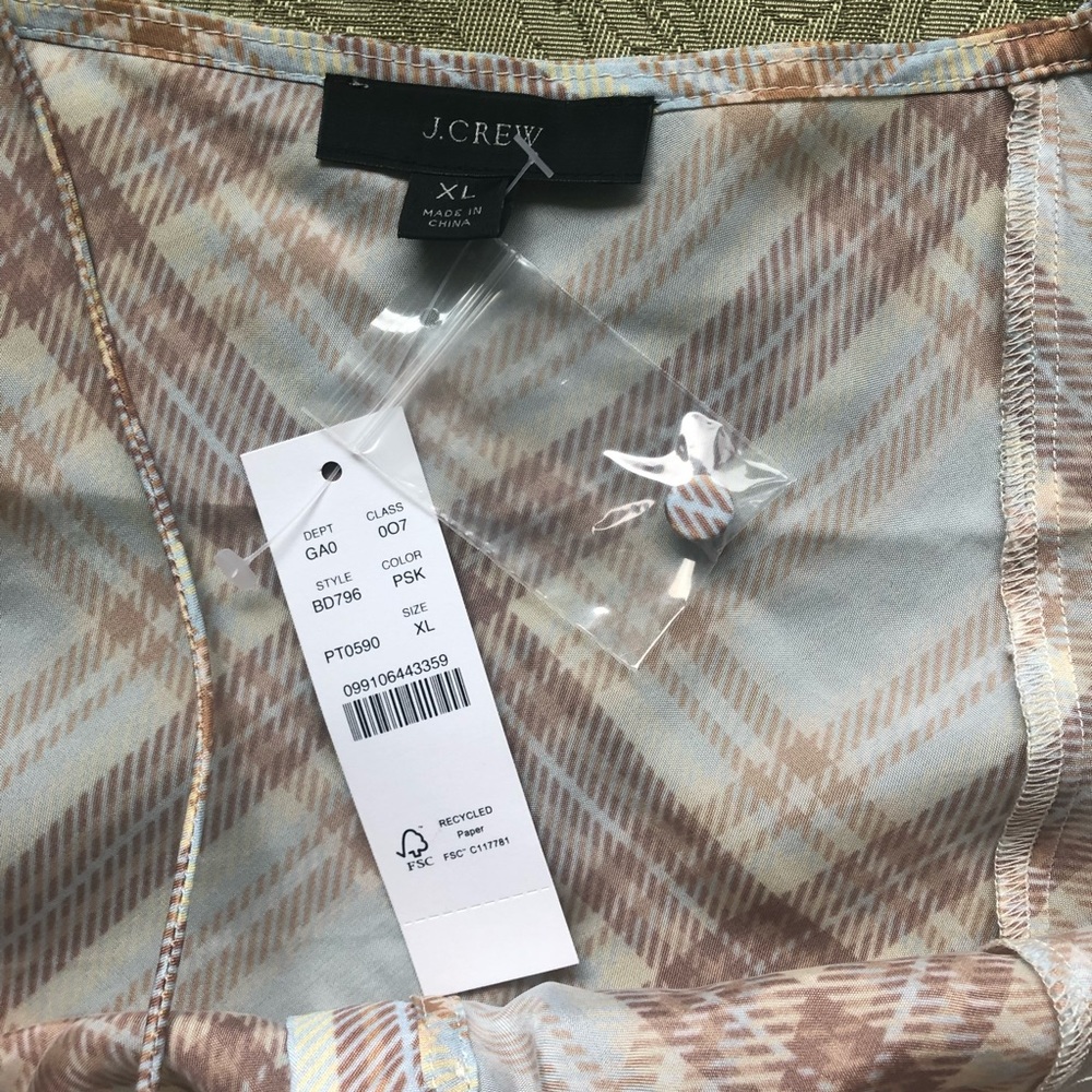 NWT J. Crew Button-front Camisole Top in Golden Hour Tartan Size XL - Picture 8 of 14